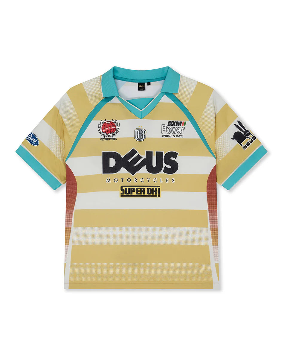 DEUS EX MACHINA STRIPE SS MOTO JERSEY - YELLOW