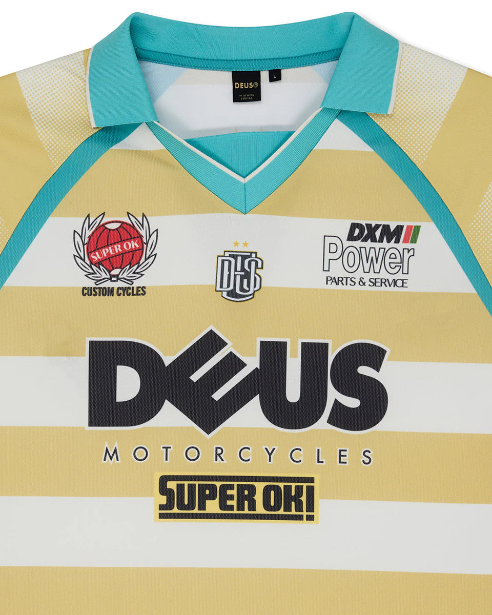 DEUS EX MACHINA STRIPE SS MOTO JERSEY - YELLOW
