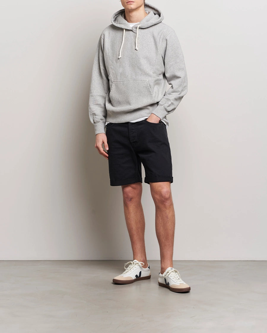 Nudie Josh Denim Shorts — Aged Black — front view