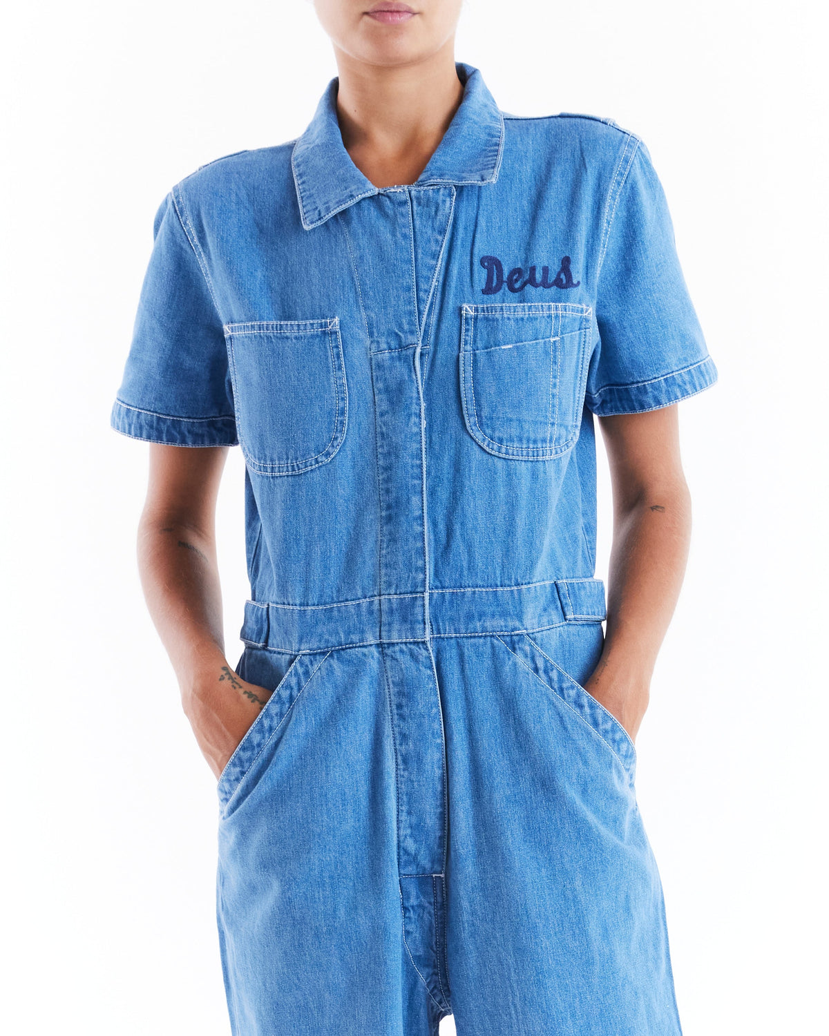 Archival Coverall - Bleach Stonewash|Model