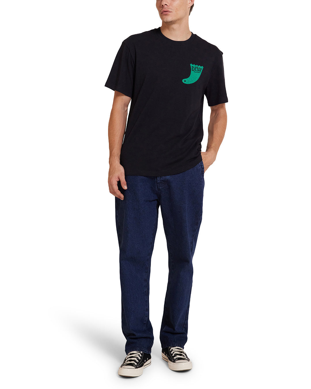 DEUS EX MACHINA SINGLE FIN TEE - BLACK