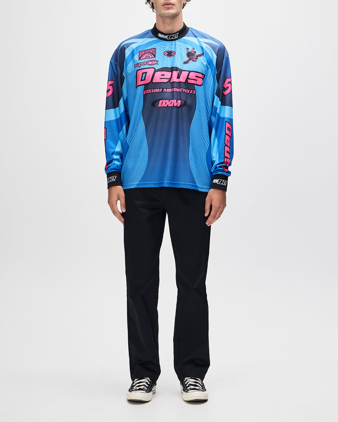 DEUS EX MACHINA PLEDGE MOTO JERSEY - ELECTRIC BLUE
