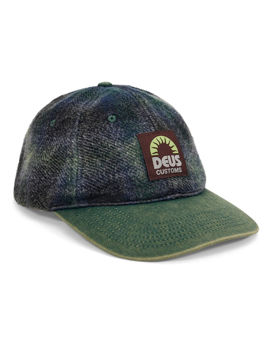 Deus Vacay Check Cap — Black Check — front view