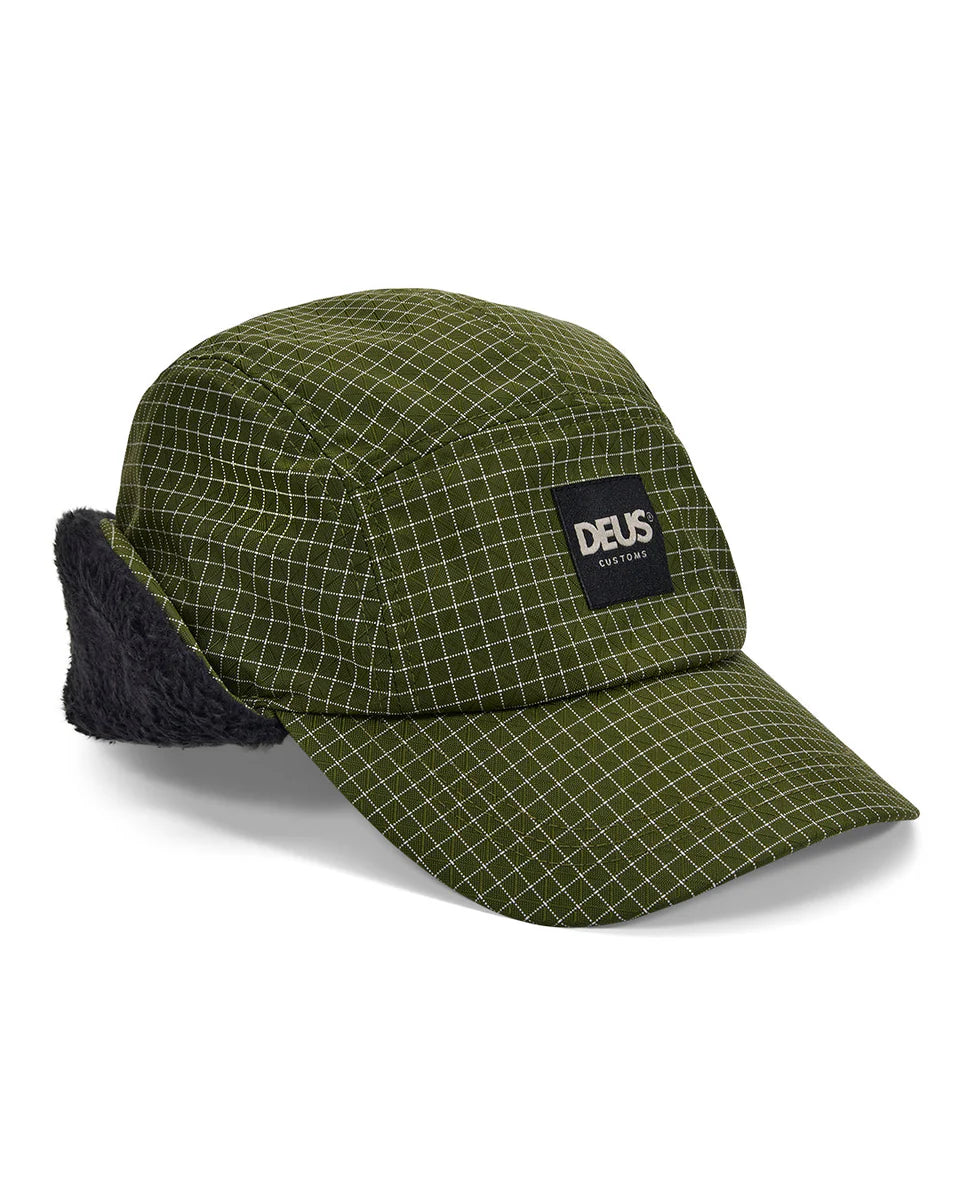 Deus Early Hours 5 Panel Cap — Pine Green — front view