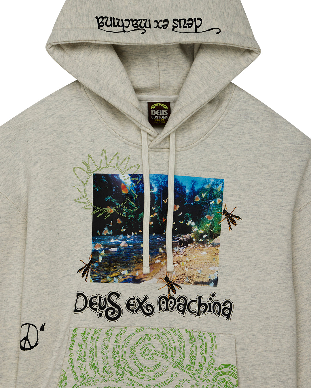 DEUS EX MACHINA MIGRATION HOODIE - LIGHT GREY MARLE