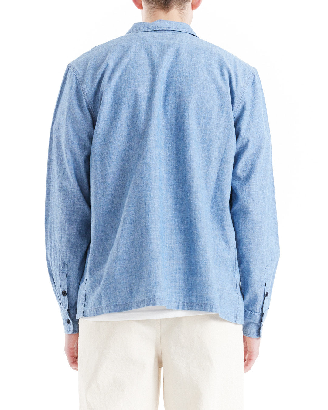 Forecourt Denim Shirt - Indigo Chambray|Model