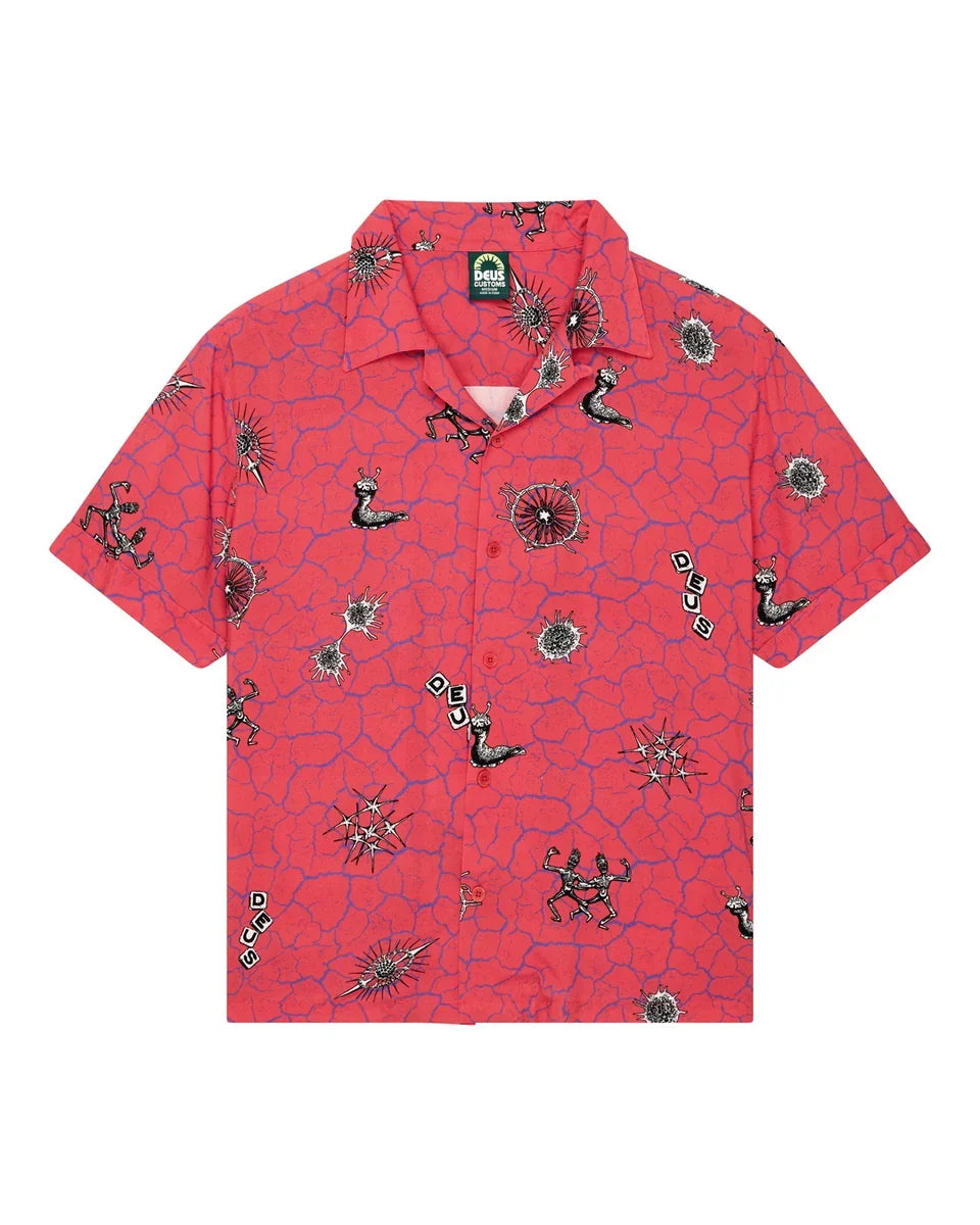 DEUS EX MACHINA VIBRANT VIRUS SHIRT STRAWBERRY