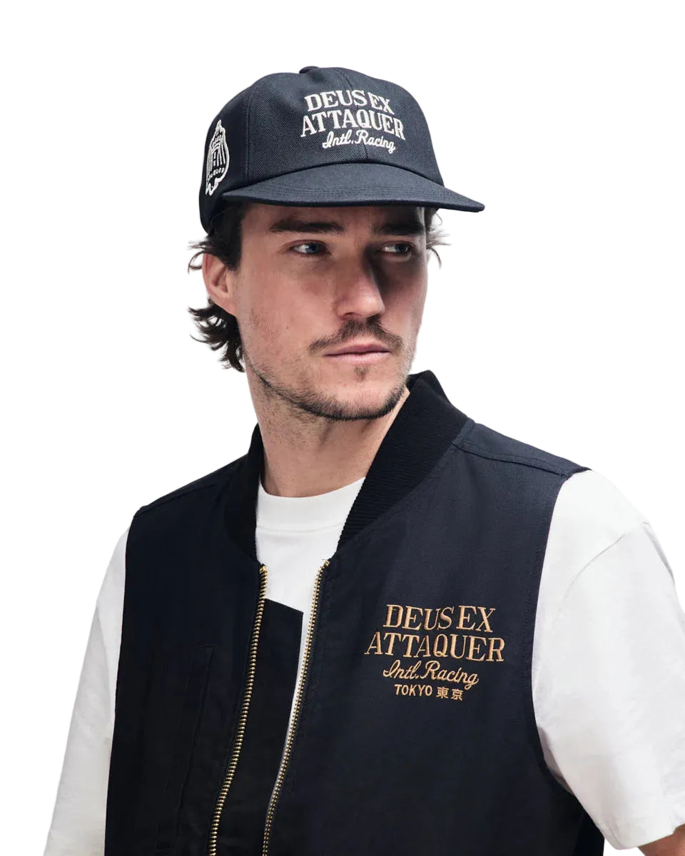 DEUS EX MACHINA ATTAQUER WRECKLESS CANVAS CAP - BLACK