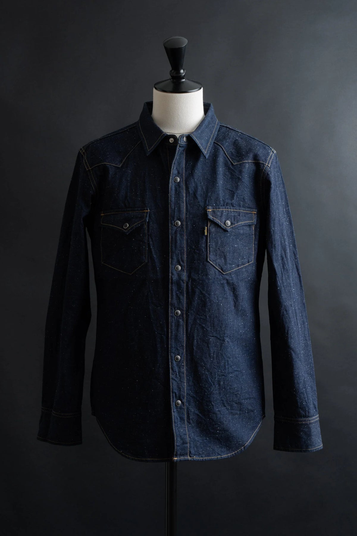 BIG JOHN MS004E (001) 10oz SELVADGE DENIM WESTERN SHIRTS - INDIGO
