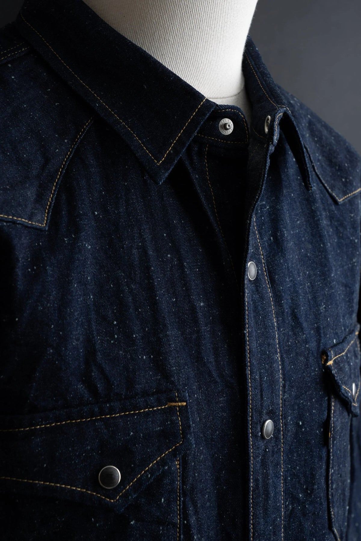 BIG JOHN MS004E (001) 10oz SELVADGE DENIM WESTERN SHIRTS - INDIGO