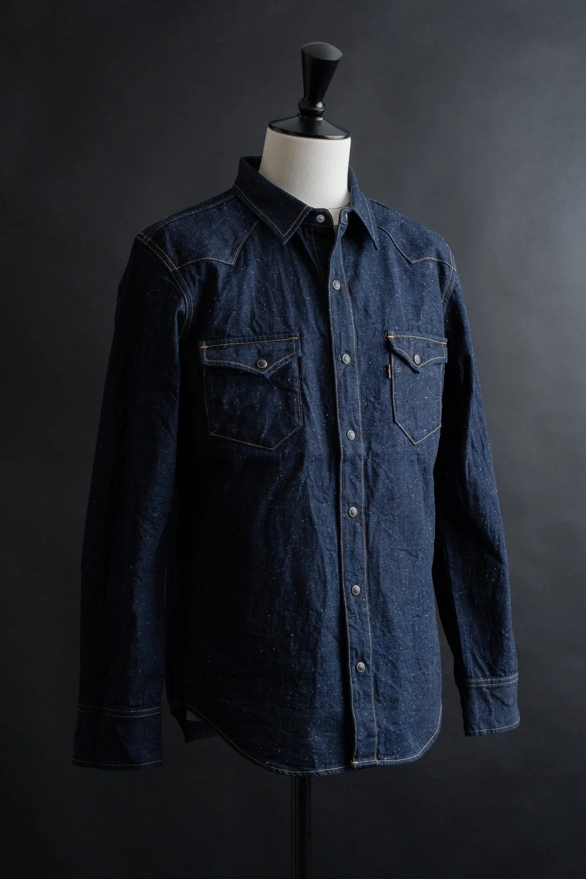 BIG JOHN MS004E (001) 10oz SELVADGE DENIM WESTERN SHIRTS - INDIGO