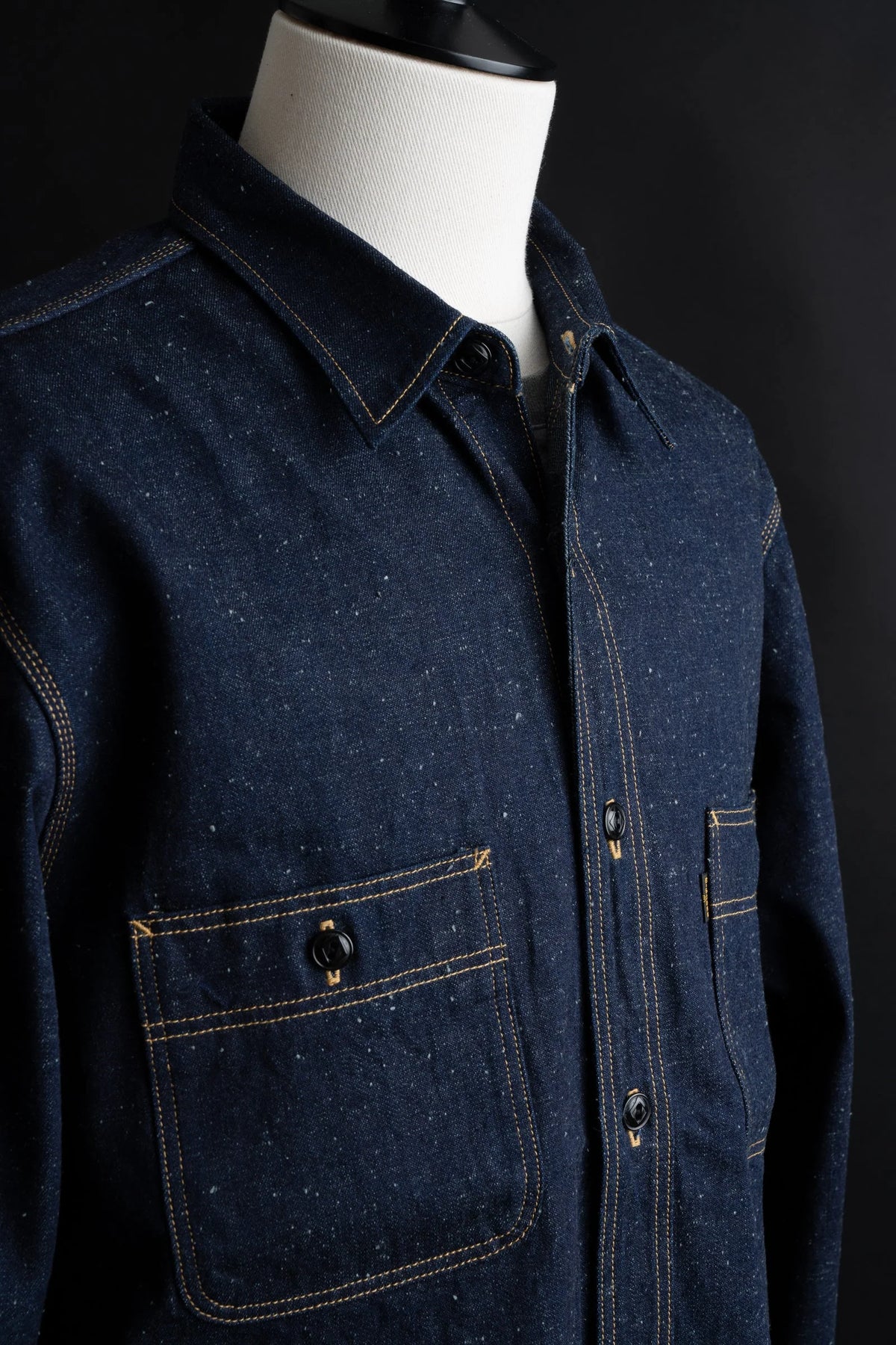 BIG JOHN MS005E (055P) 10oz SELVAGE WORK SHIRT - WABASH