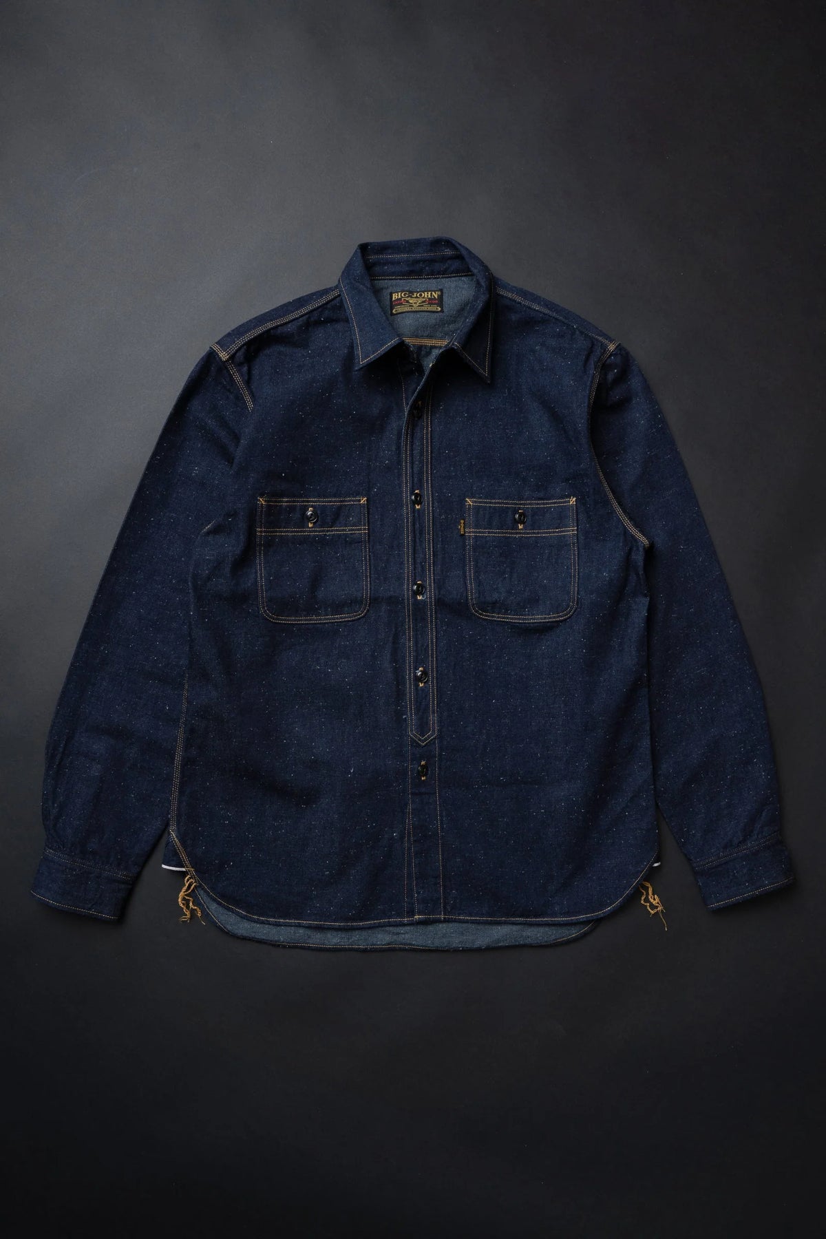 BIG JOHN MS005E (055P) 10oz SELVAGE WORK SHIRT - WABASH