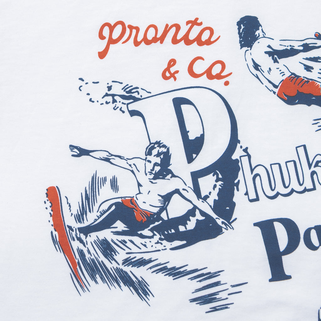 PRONTO & CO. PHUKET SOUVENIR RINGER TEE - WHITE/NAVY