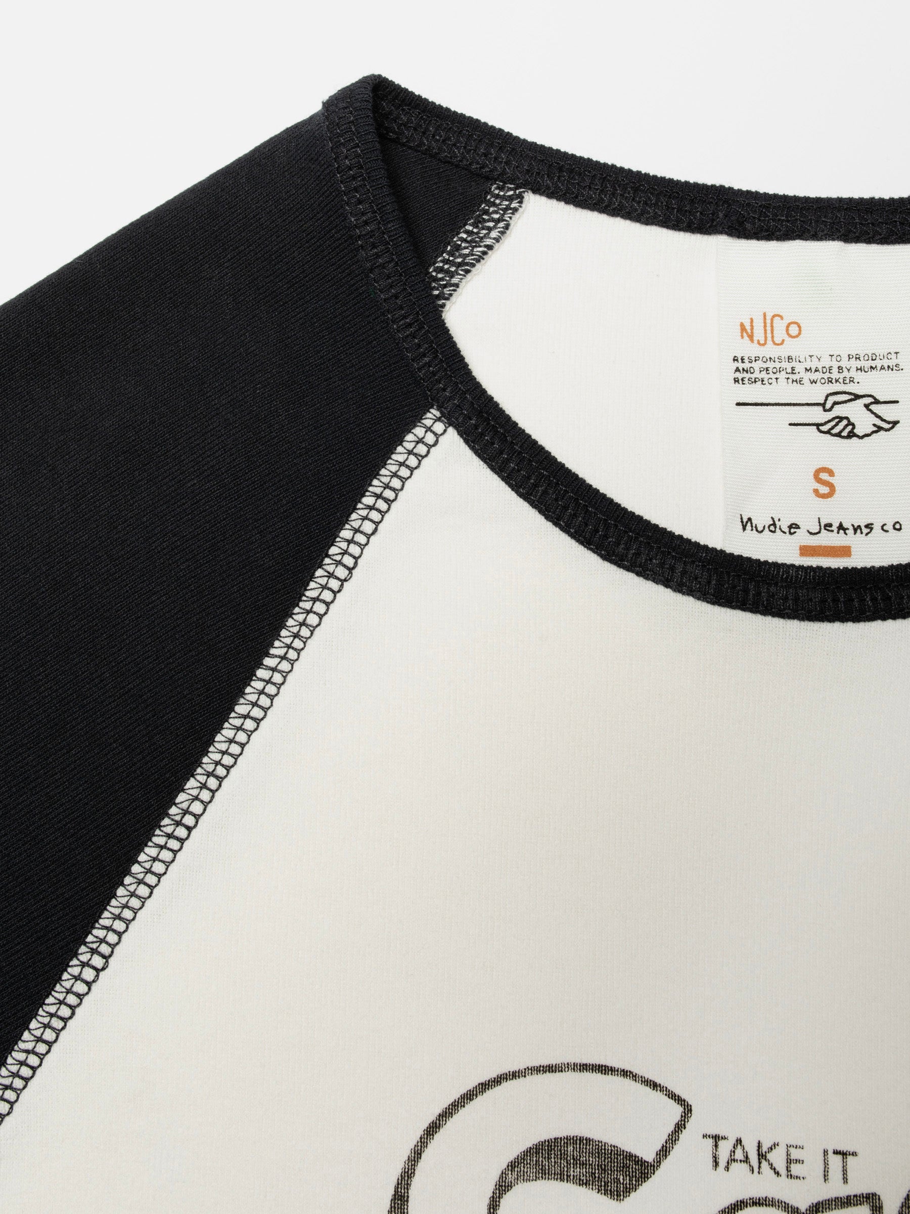 NUDIE JEANS EVE T-SHIRT TAKE IT EASY - OFFWHITE/BLACK