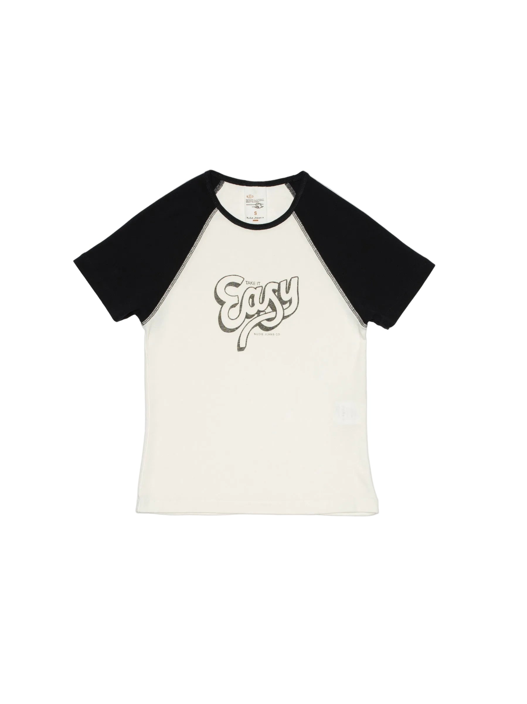 NUDIE JEANS EVE T-SHIRT TAKE IT EASY - OFFWHITE/BLACK