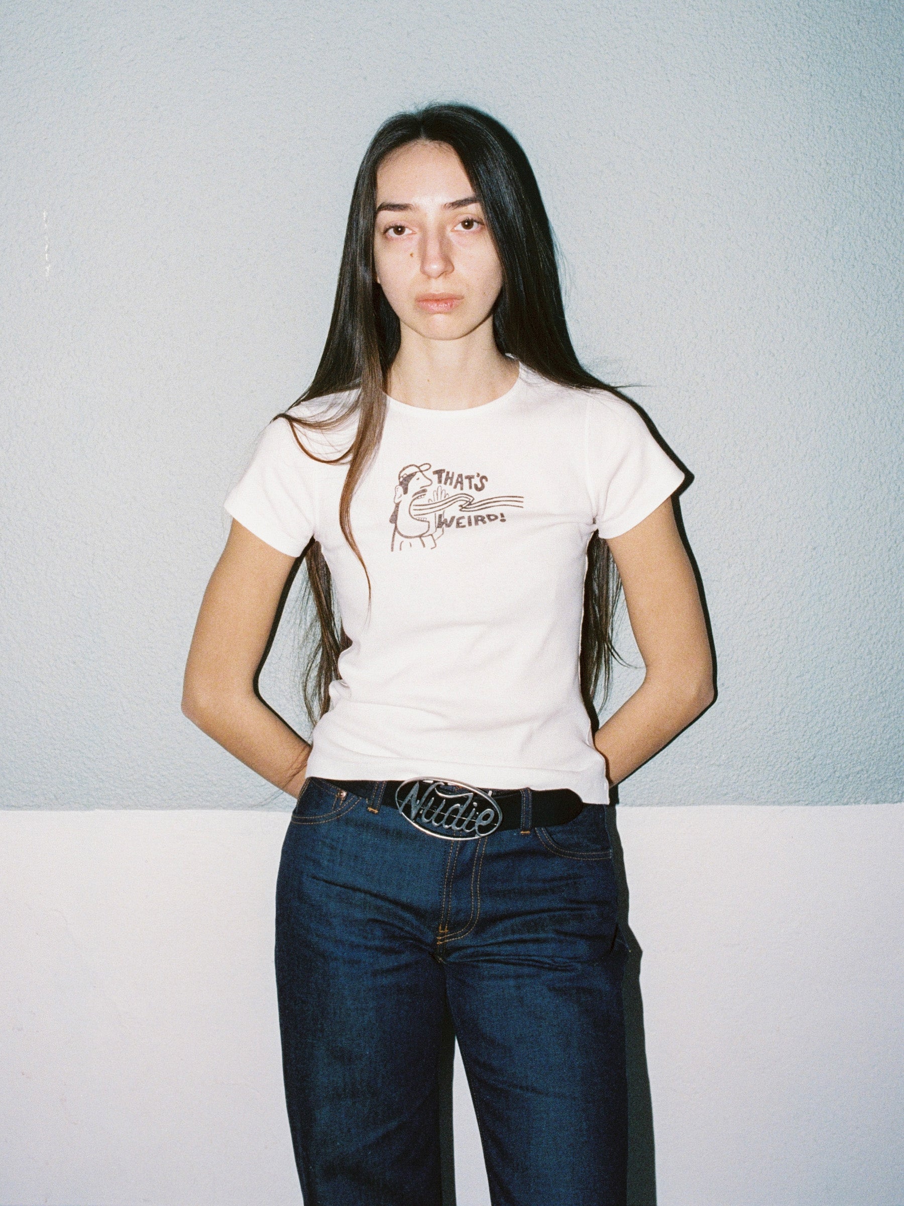 NUDIE JEANS EVE T-SHIRT THATS WEIRD - OFFWHITE