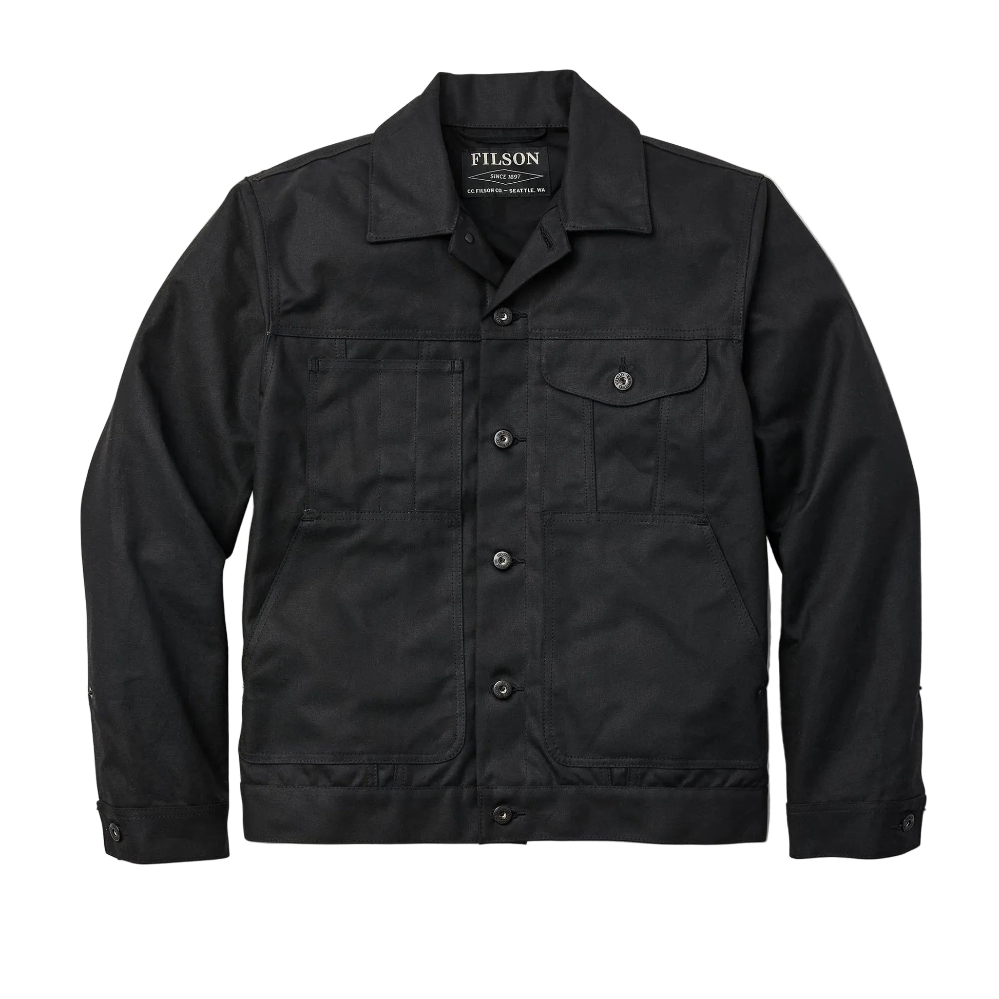 FILSON TIN CLOTH SHORT LINED CRUISER JACKET - BLACK