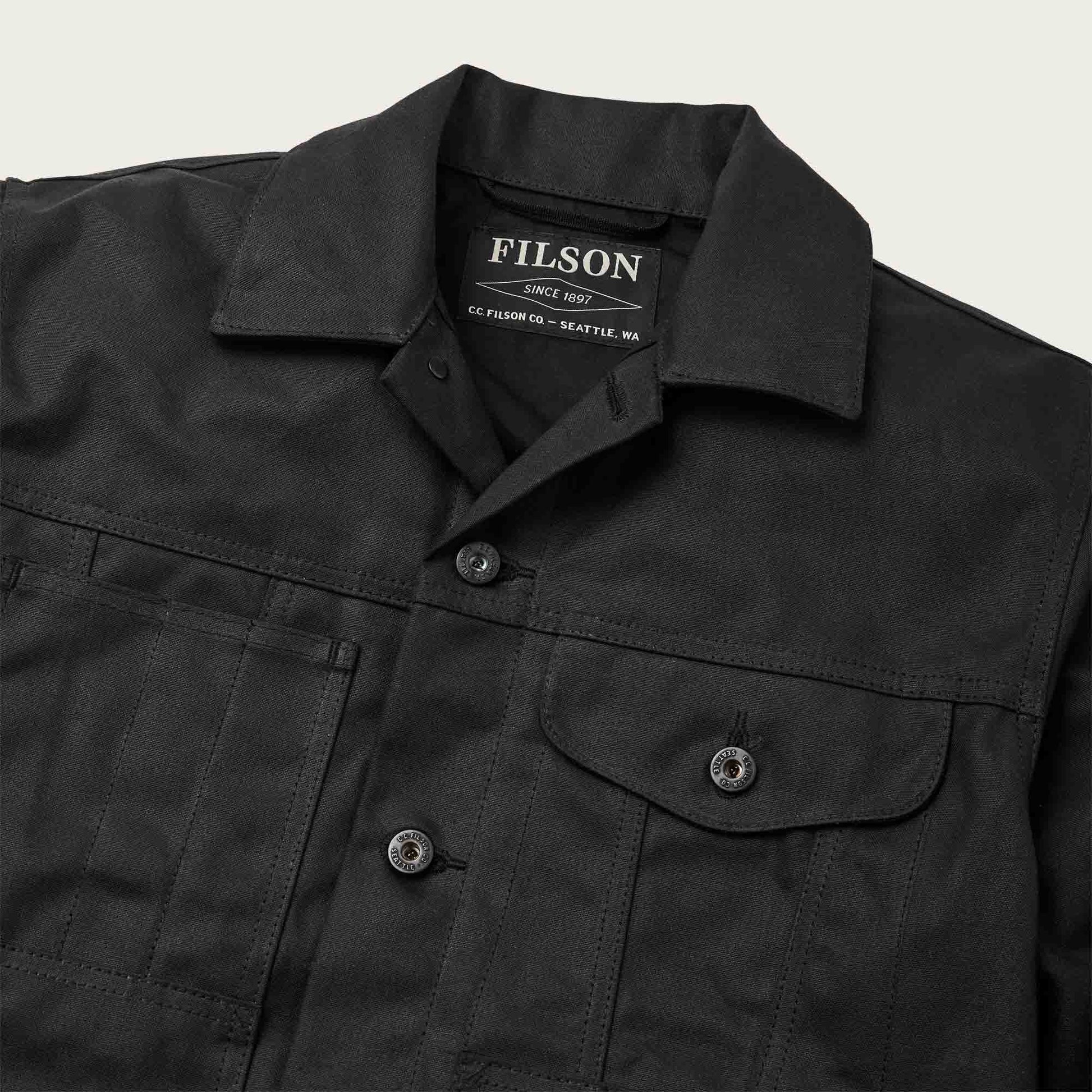 FILSON TIN CLOTH SHORT LINED CRUISER JACKET - BLACK