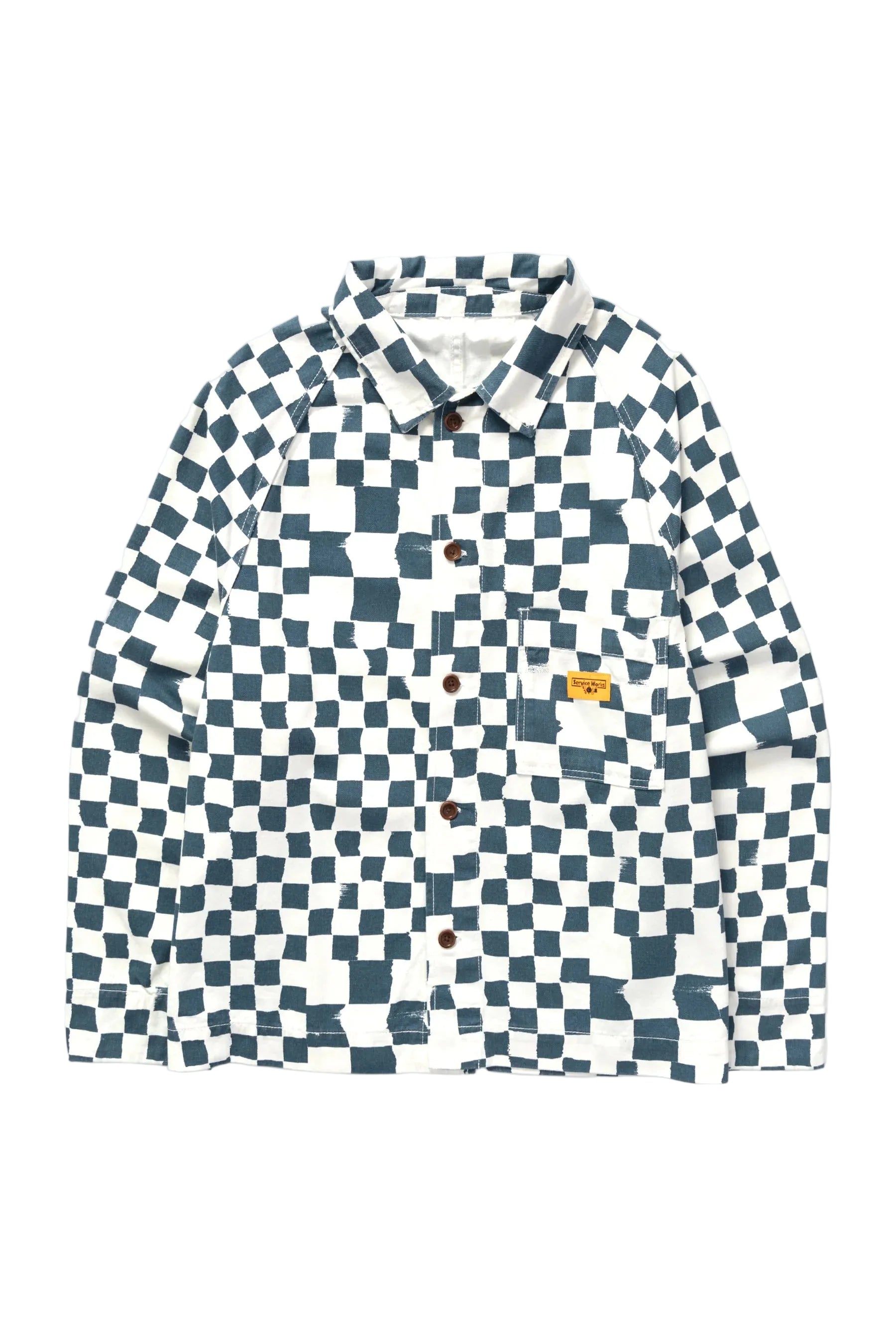 Service Works Drill Printed Foh Jacket — Teal Checker — front view