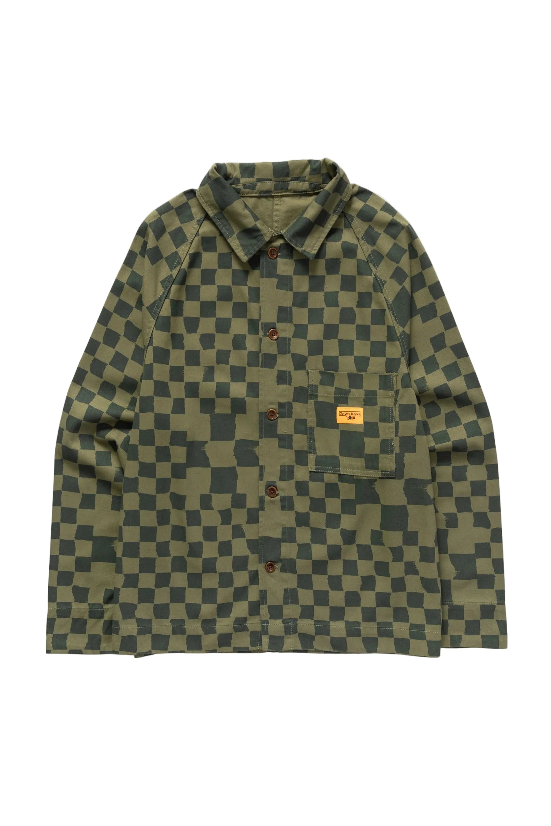 SERVICE WORKS DRILL PRINTED FOH JACKET - OLIVE CHECKER