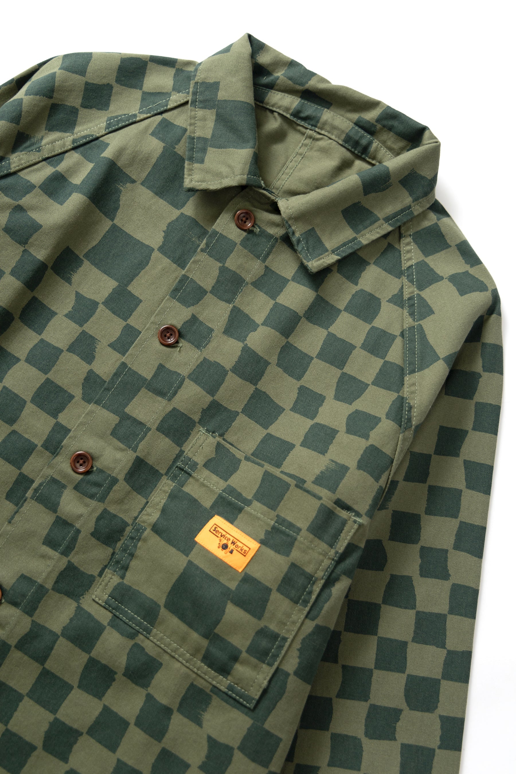 SERVICE WORKS DRILL PRINTED FOH JACKET - OLIVE CHECKER