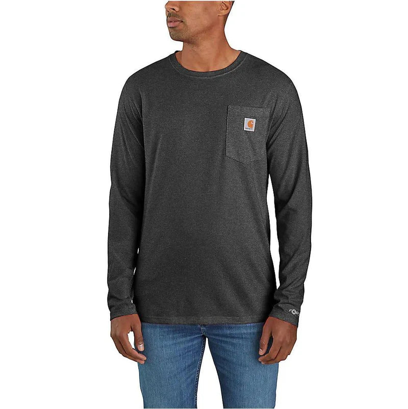 CARHARTT FORCE RLX-FT MW L/S POCKET T-SHIRT - CARBON HEATHER
