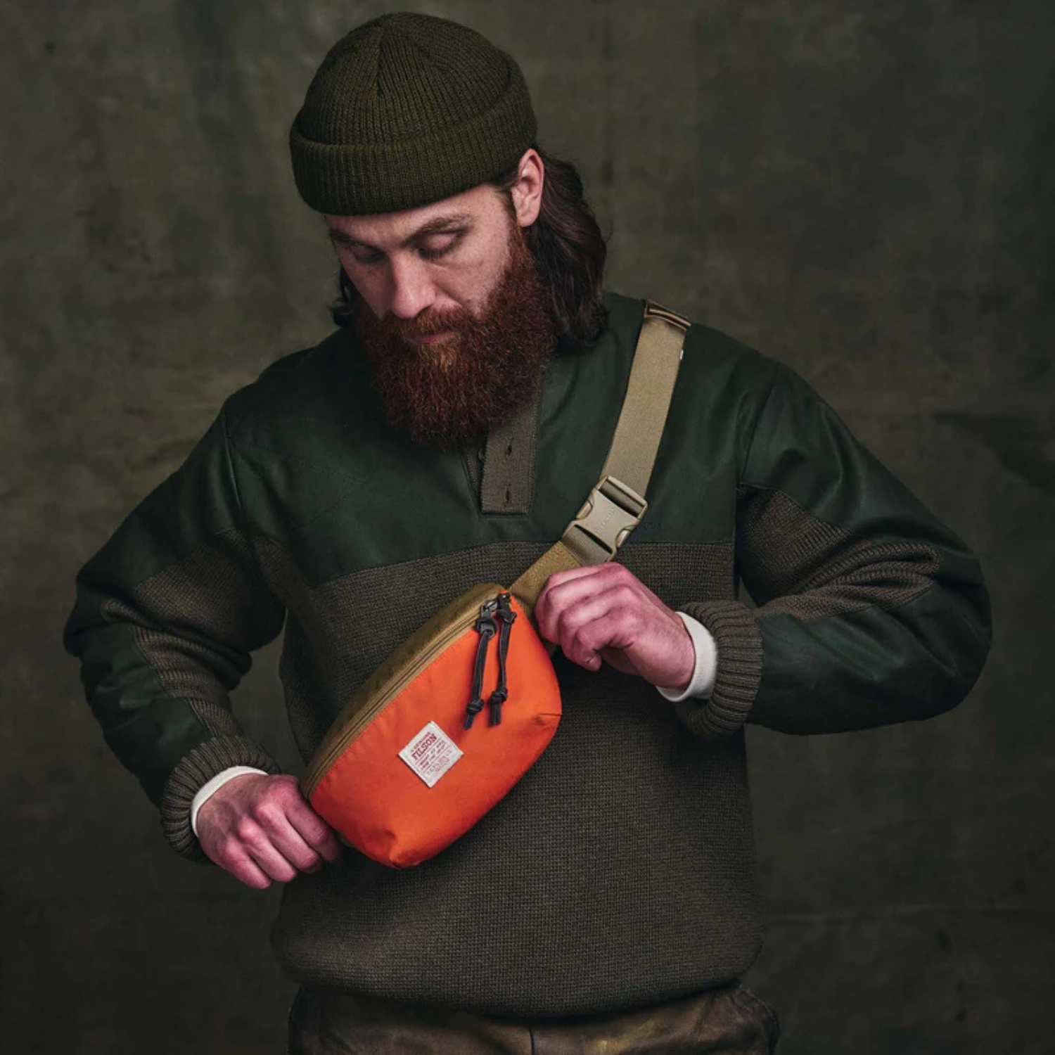 Filson Surveyor Crossbody Pack — Dark Tan/Flame — view 5