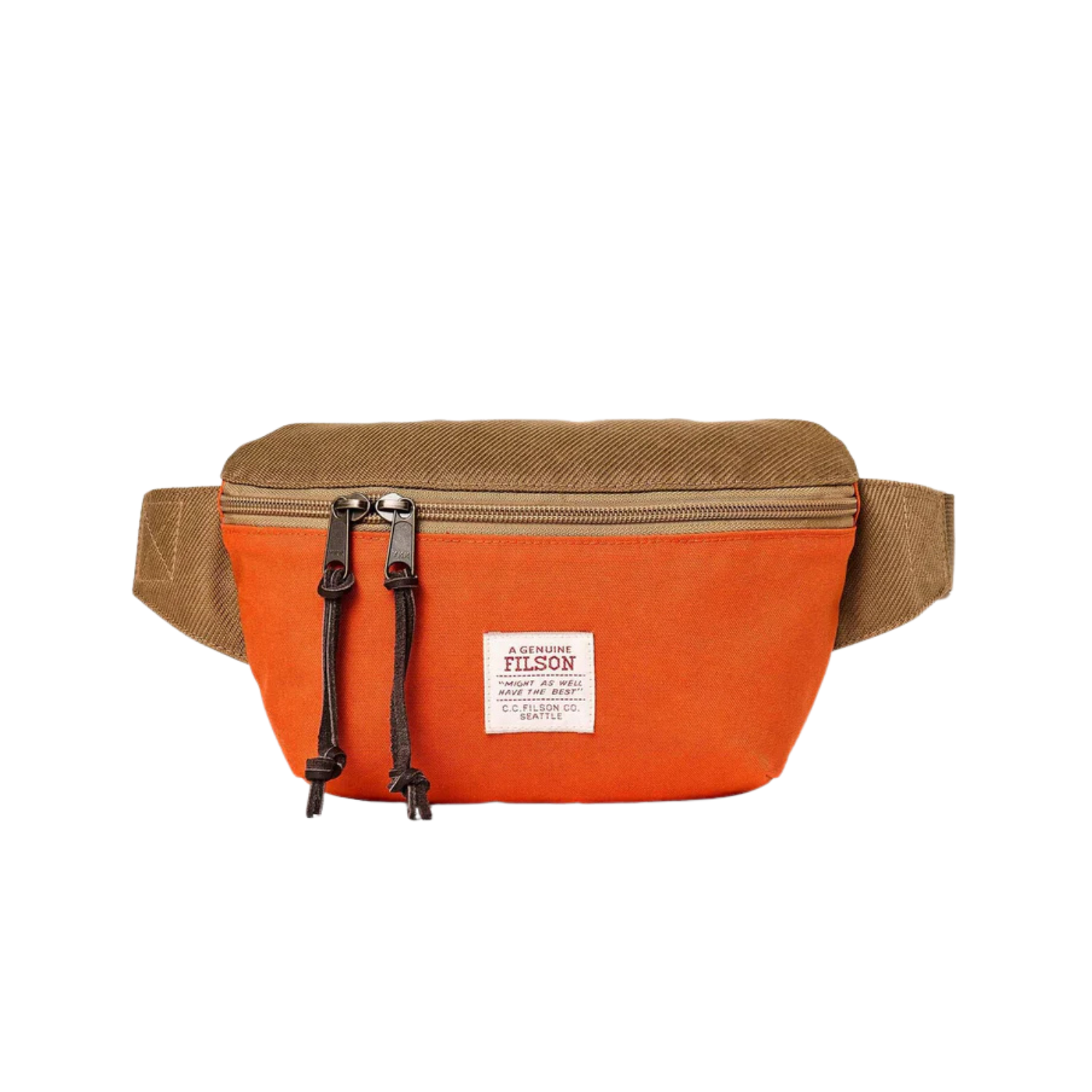 Filson Surveyor Crossbody Pack — Dark Tan/Flame — front view