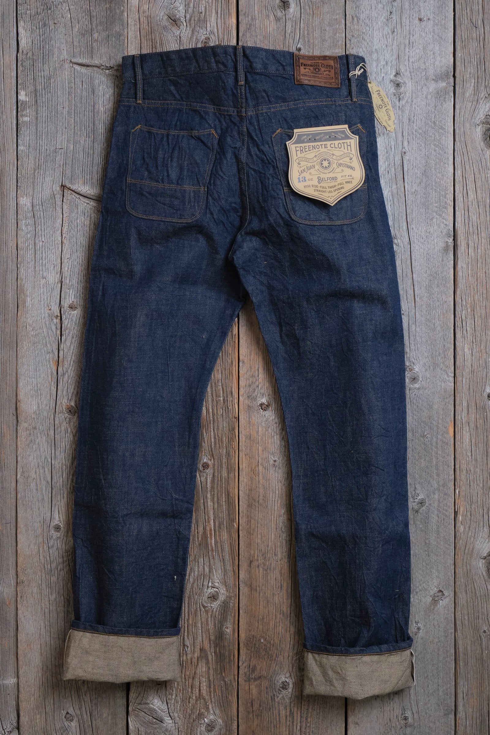Freenote Belford Straight Cut 13 Ounce — Natural Rinsed Denim — view 15
