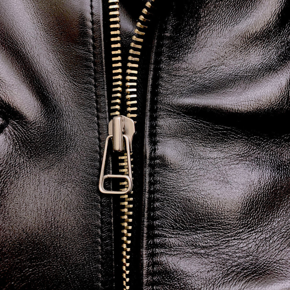 DRY BONES HORSE HIDE MOTORCYCLE JACKET - BLACK