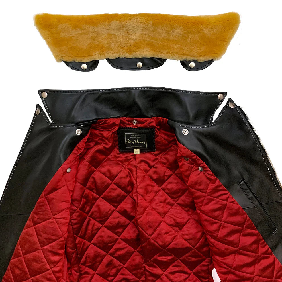 DRY BONES HORSE HIDE MOTORCYCLE JACKET - BLACK