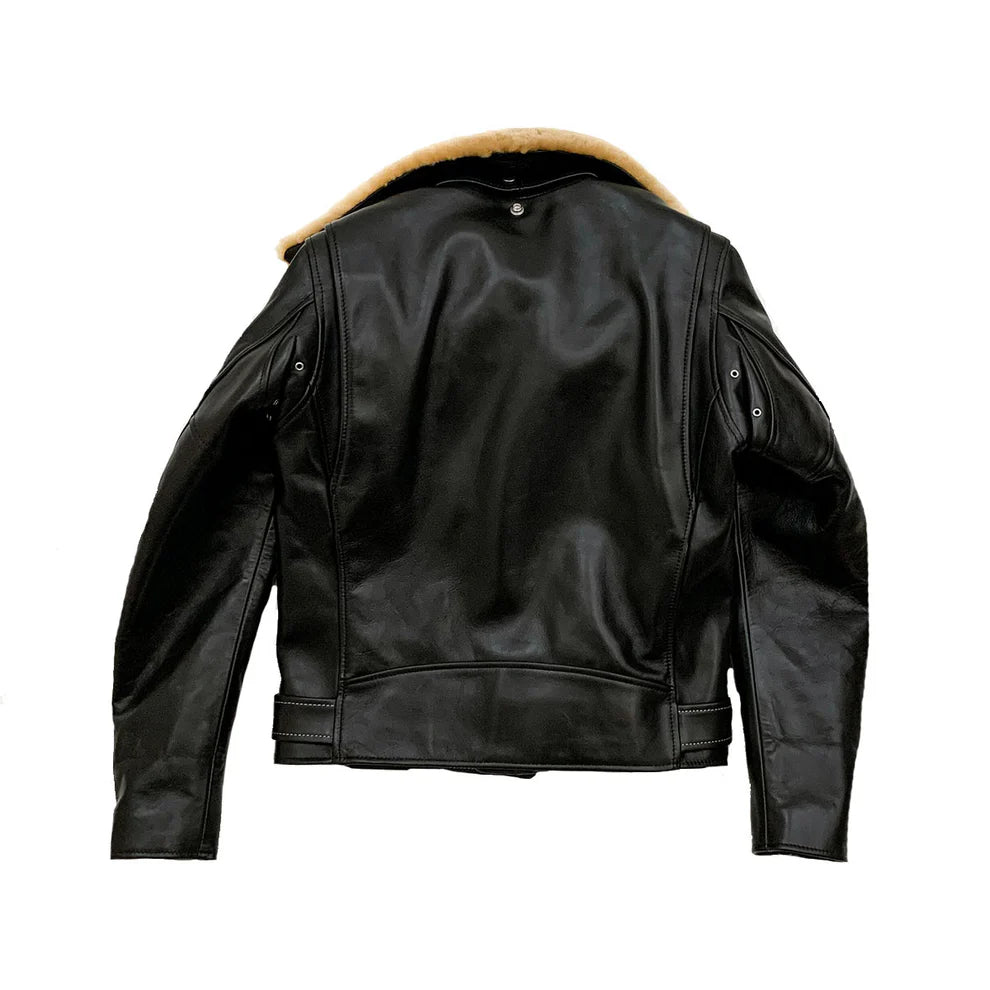 DRY BONES HORSE HIDE MOTORCYCLE JACKET - BLACK