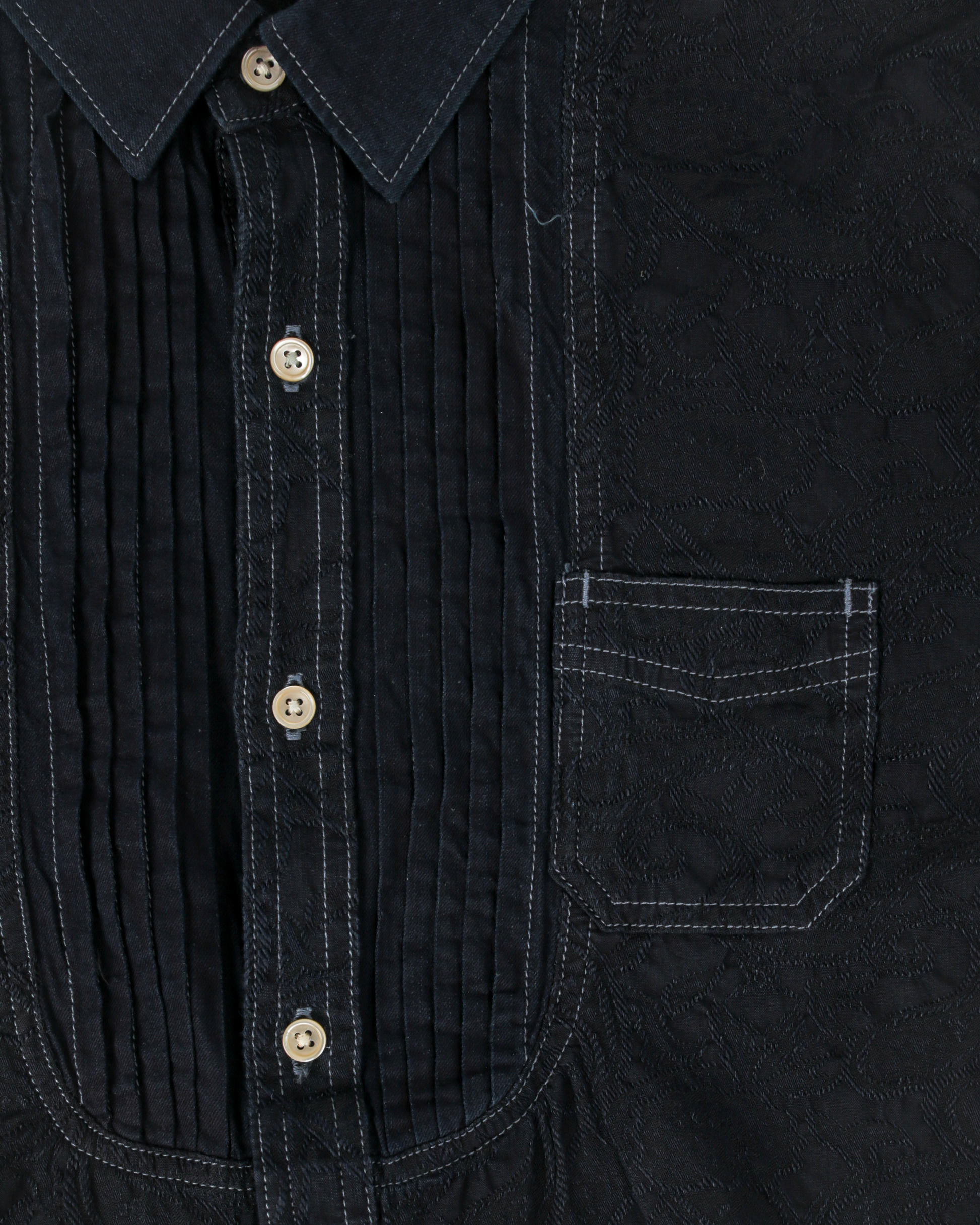 GRAPH ZERO  - PLEATED DREESS L/S SHIRT - PAISLEY INDIGO