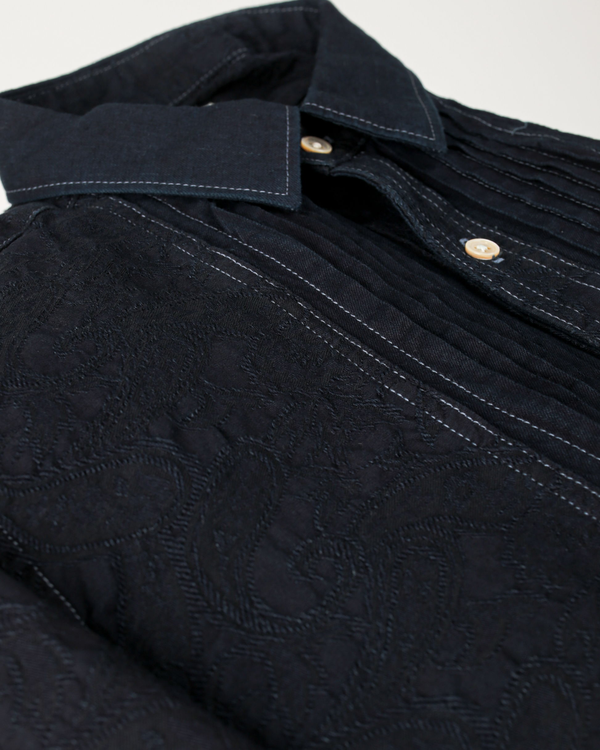 GRAPH ZERO  - PLEATED DREESS L/S SHIRT - PAISLEY INDIGO