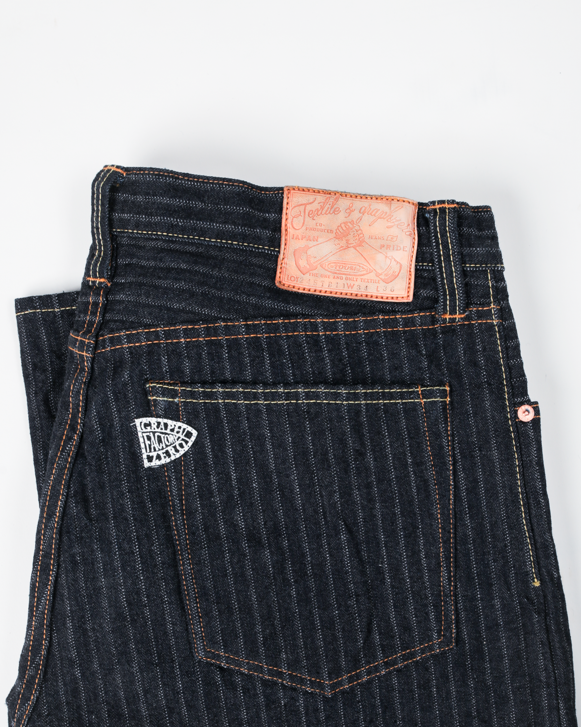 GRAPH ZERO  - 16OZ STRAIGHT JEANS - HERRINGBONE STRIPE