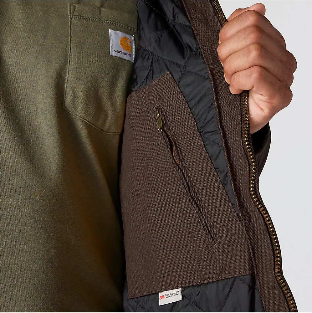 CARHARTT LOOSE FIT WASHED DUCK INSULATED ACTIVE JAC - DARK BROWN