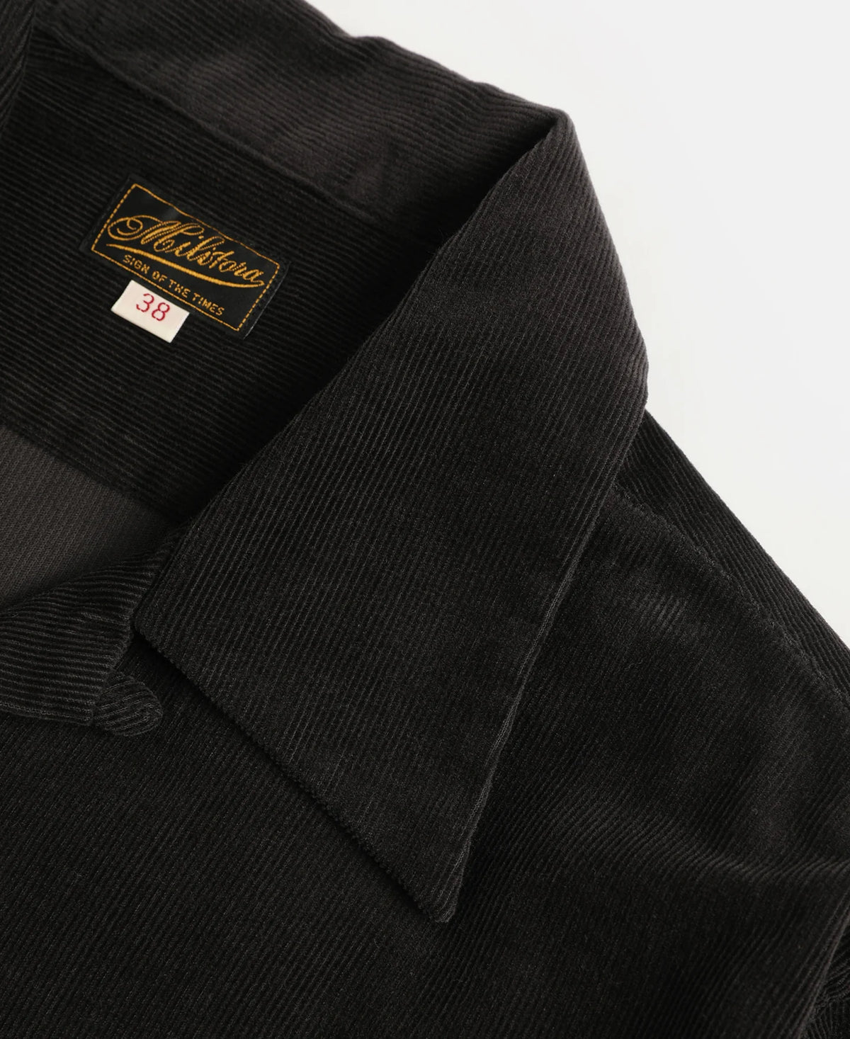 MILITORA LOT 220 CORDUROY OPEN COLLAR SHIRT - BLACK