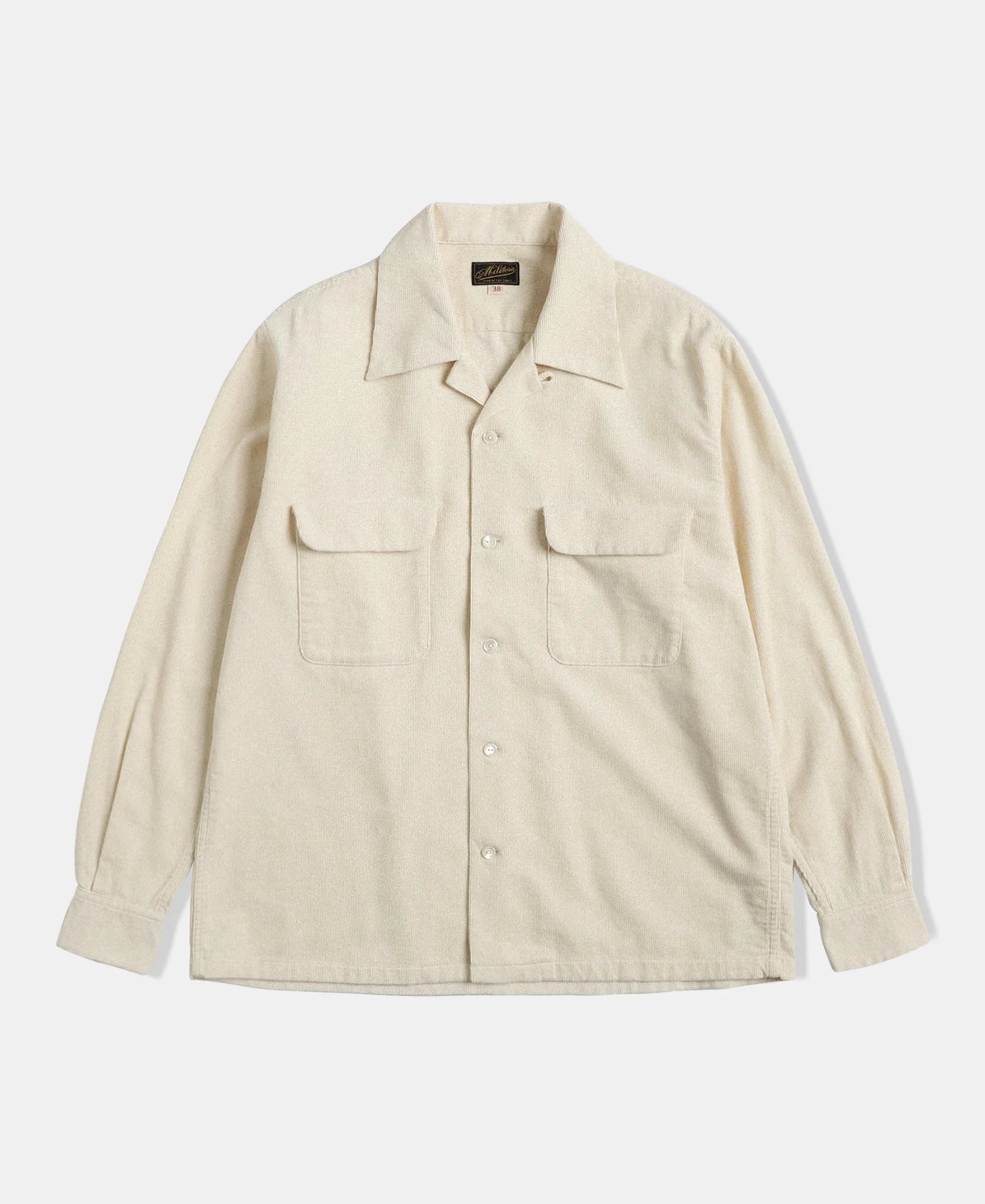 MILITORA LOT 220 CORDUROY OPEN COLLAR SHIRT - CREAM