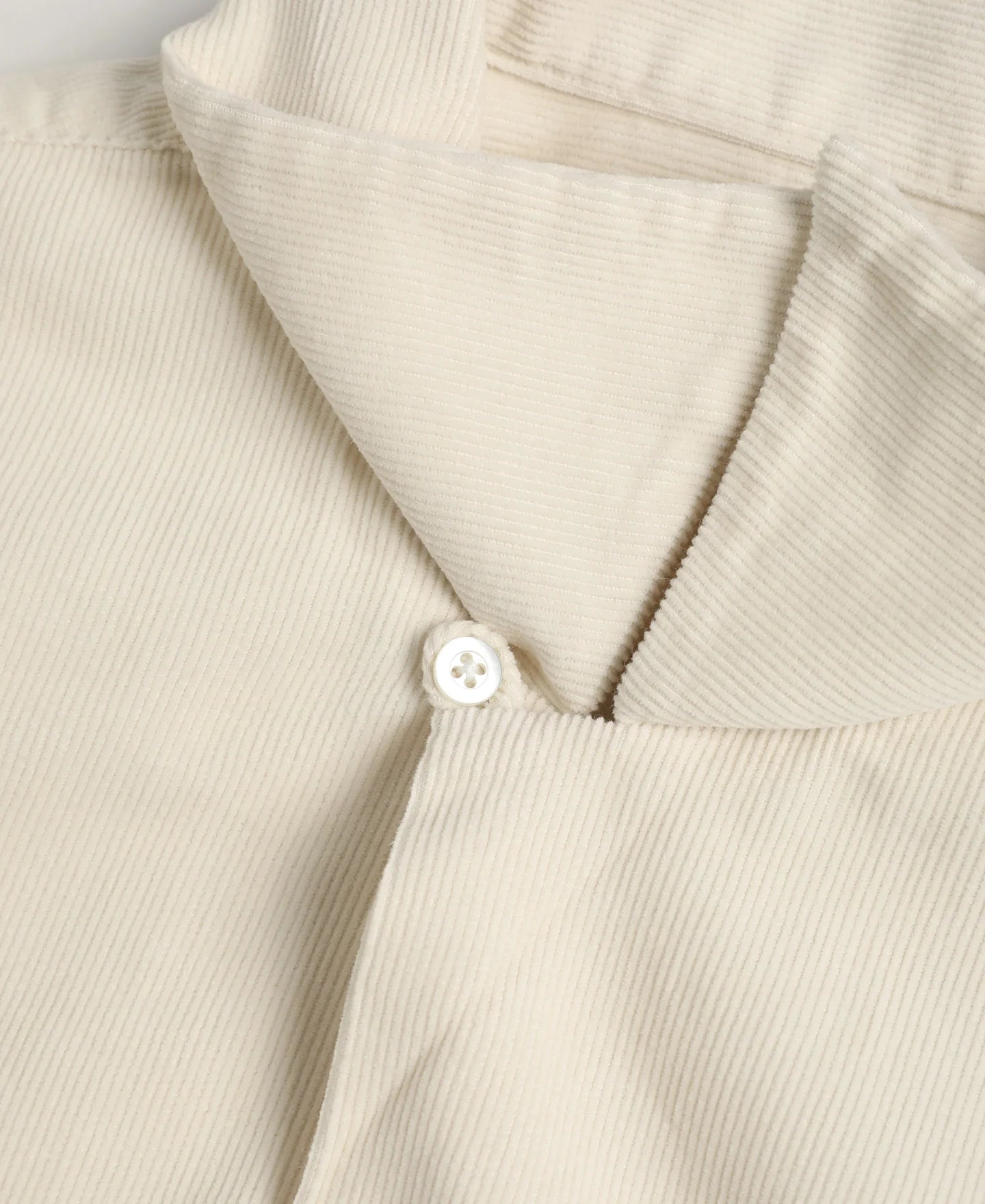 MILITORA LOT 220 CORDUROY OPEN COLLAR SHIRT - CREAM