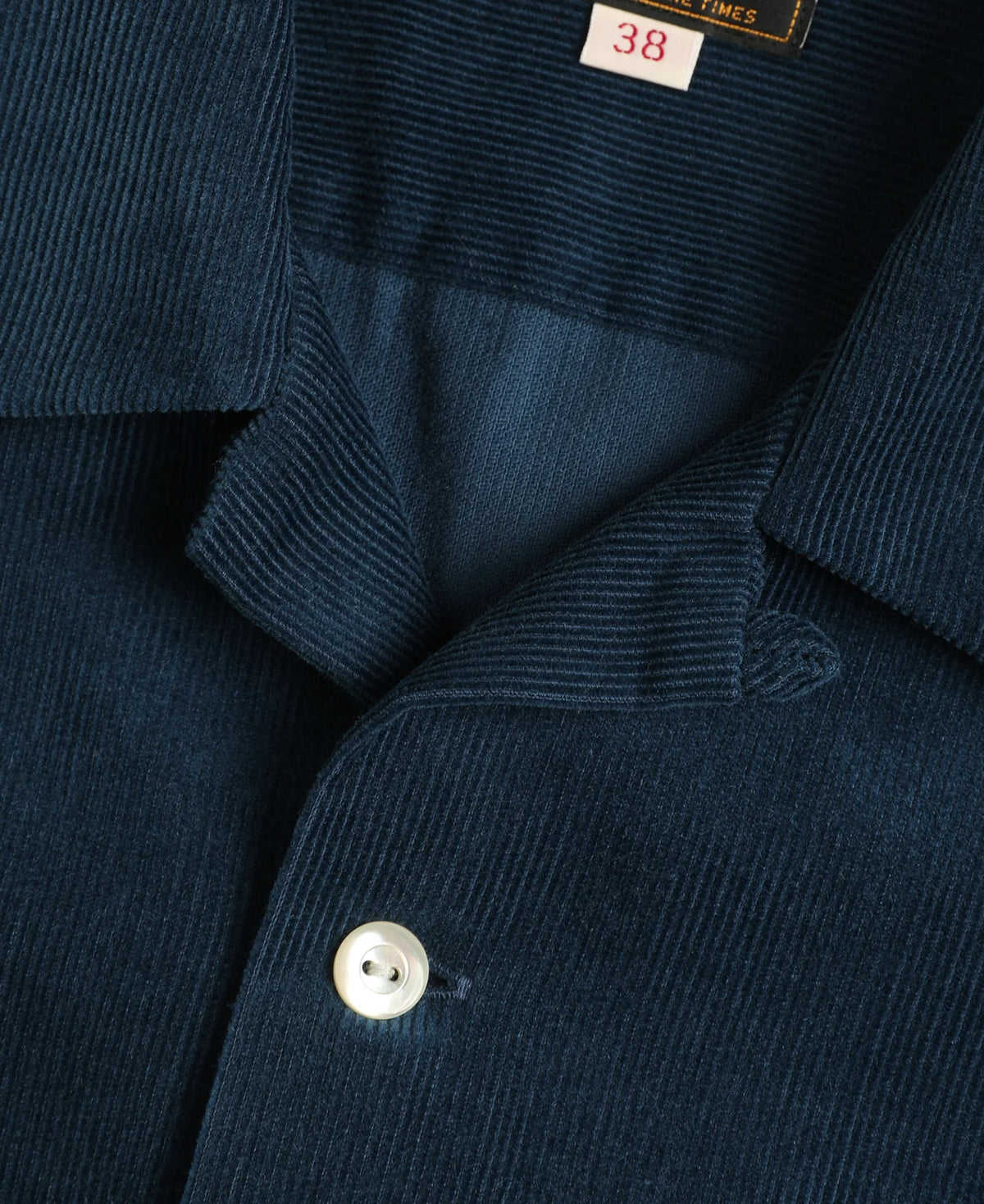MILITORA LOT 220 CORDUROY OPEN COLLAR SHIRT - INDIGO