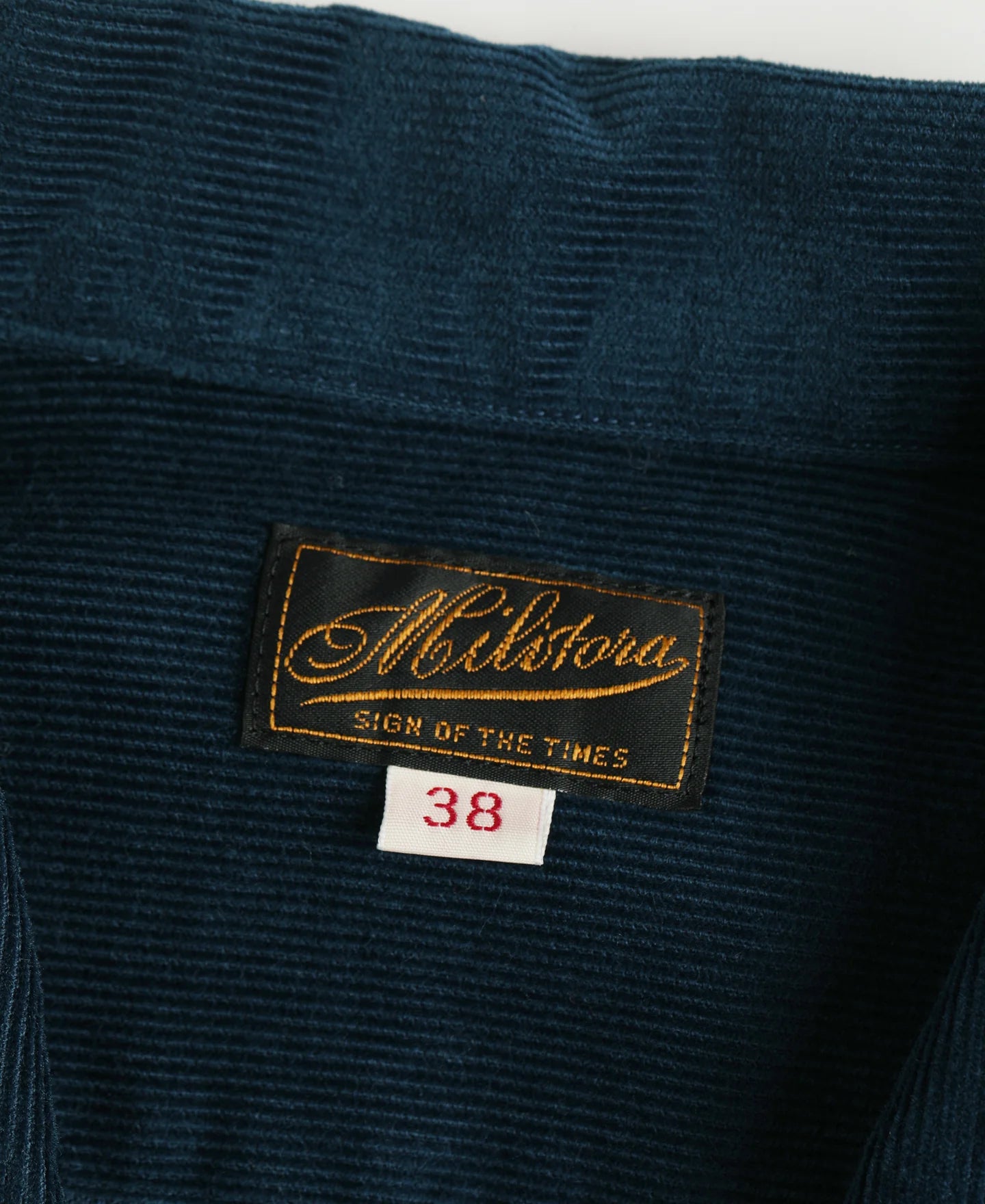 MILITORA LOT 220 CORDUROY OPEN COLLAR SHIRT - INDIGO