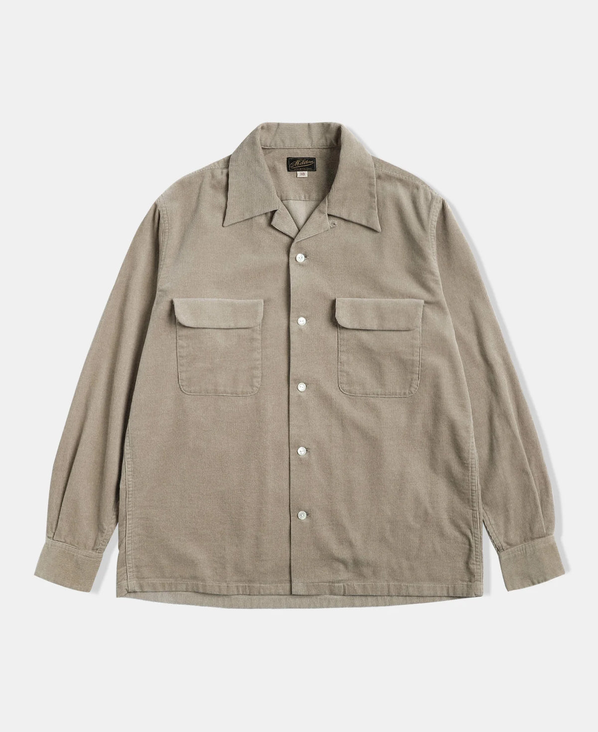 MILITORA LOT 220 CORDUROY OPEN COLLAR SHIRT - KHAKI
