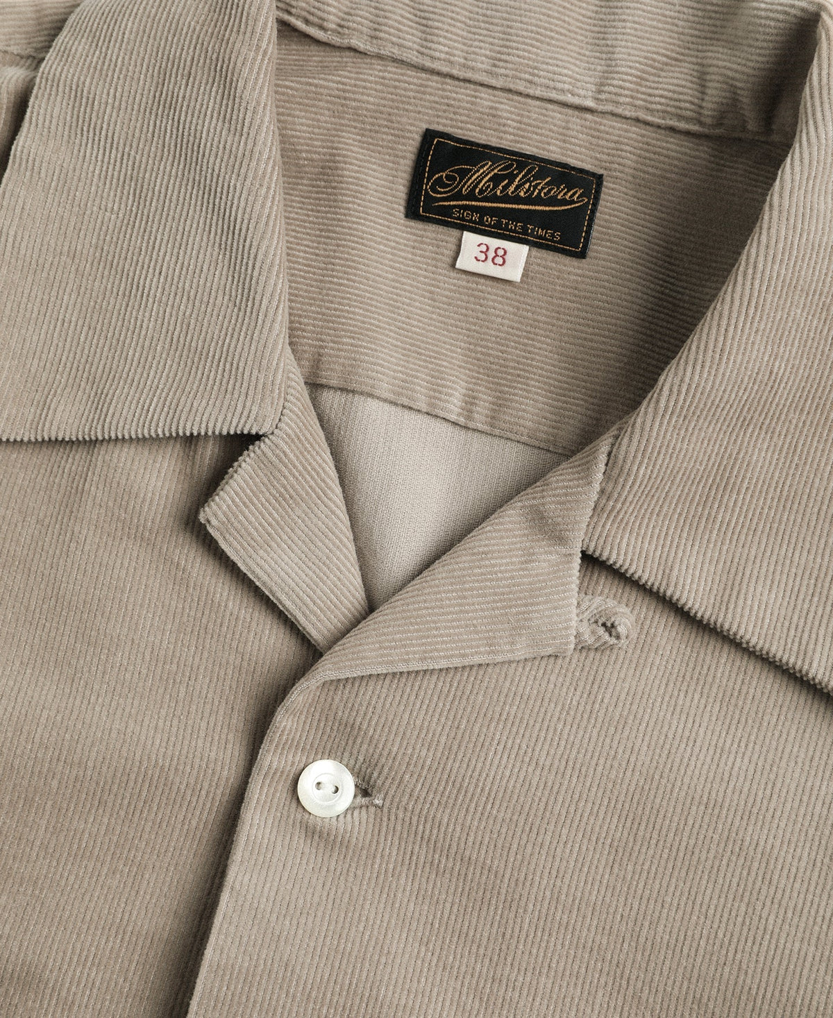 MILITORA LOT 220 CORDUROY OPEN COLLAR SHIRT - KHAKI