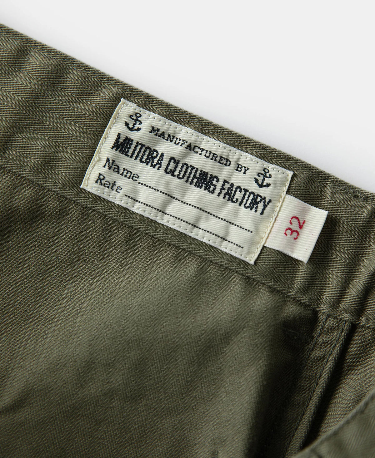 MILITORA LOT 825 1950S USMC HERRINGBONE TROUSERS - OLIVE
