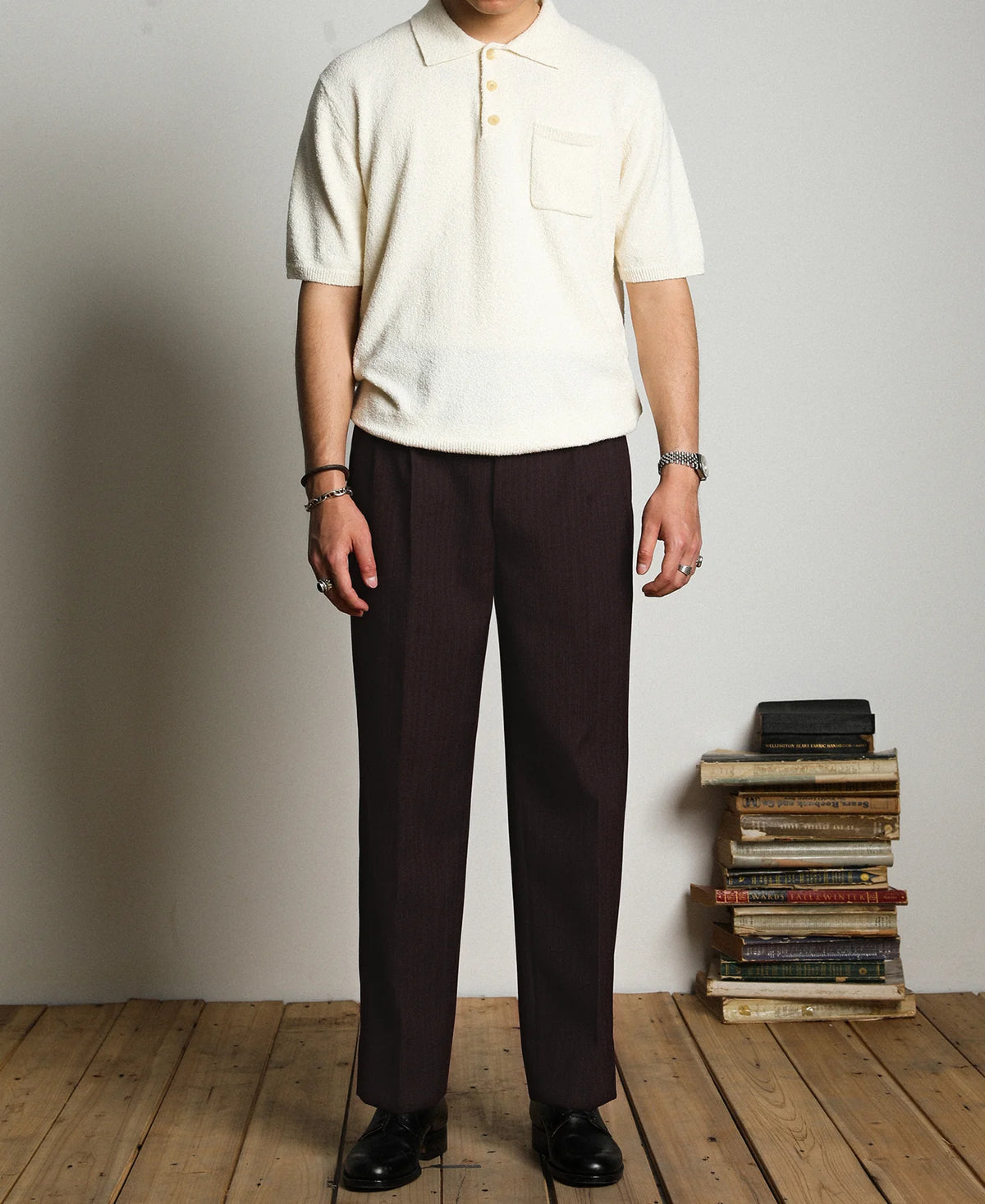 MILITORA LOT 830 1940S WOOL-BLEND TWO TUCK SLACKS - WINE