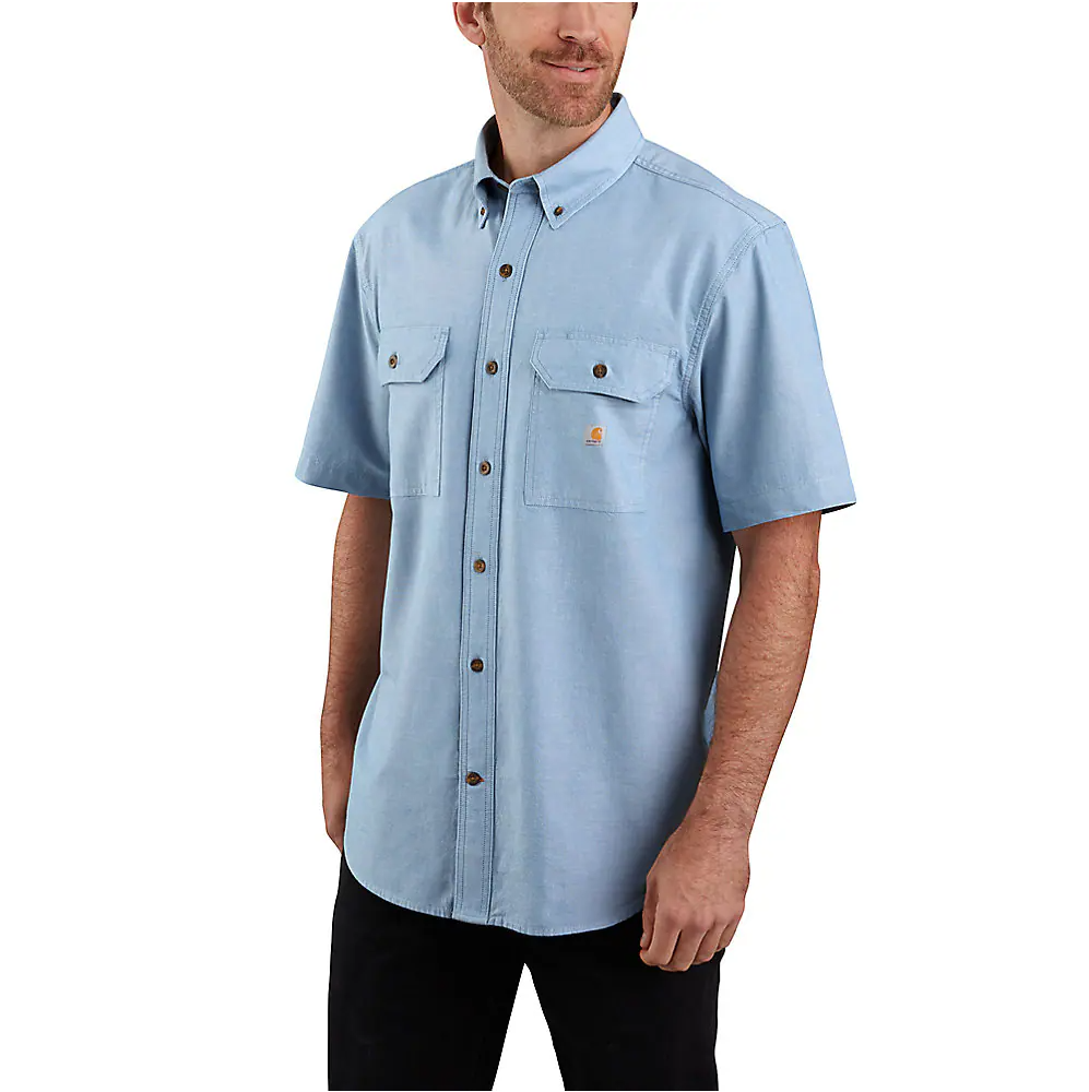 CARHARTT LOOSE FIT MIDWEIGHT CHAMBRAY SHORT-SLEEVE SHIRT - BLUE CHAMBRAY