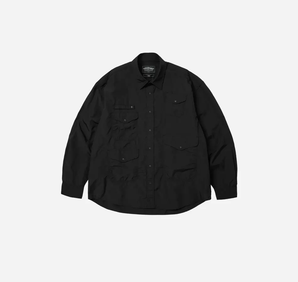 FRIZM WORKS NYLON UTILITY POCKET SHIRT JACKET - BLACK