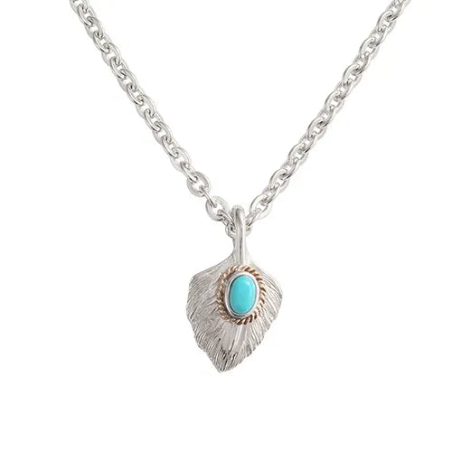 SAAD HEART FEATHER NATURAL TURQUOISE STONE PENDANT TOP - No Color