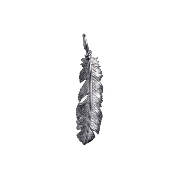 Saad Feather Rhodium Plated Right Facing Pendant — view 3